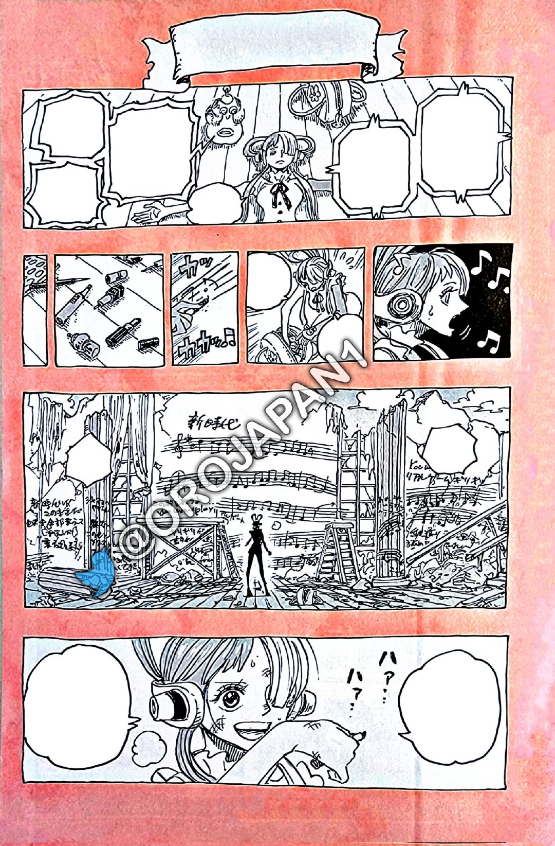 海贼王|海贼王1055话情报图更新，红发回忆女儿乌塔，绿牛被霸王色吓退