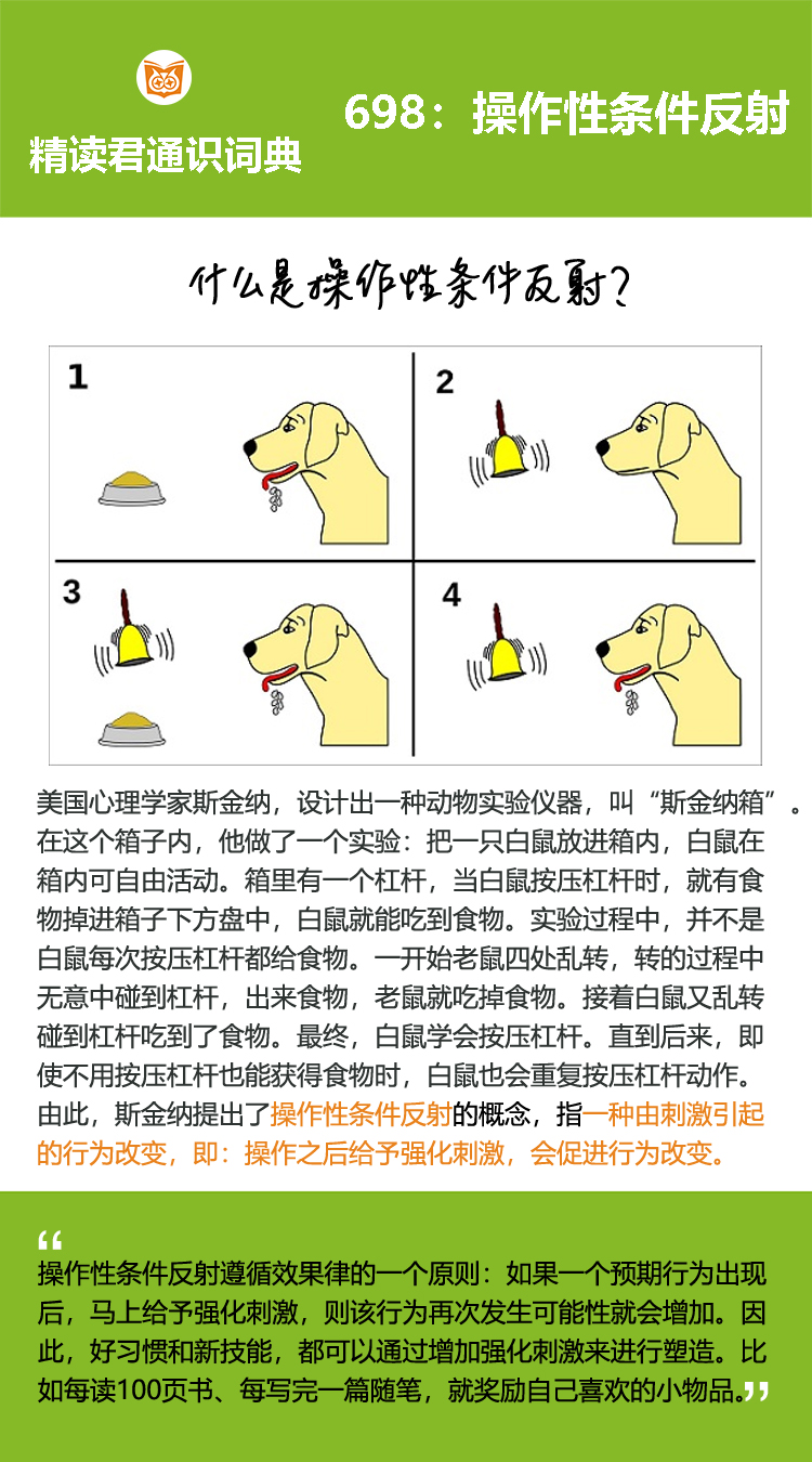 操作性条件反射着重考察的是，行