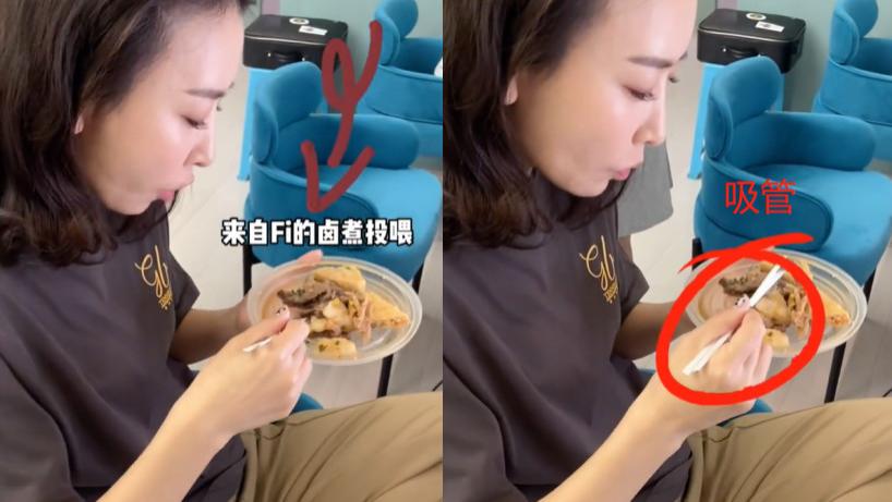 毛俊杰|毛俊杰后台盘腿吃卤煮，用吸管当筷子太随性，身后超长化妆桌抢镜