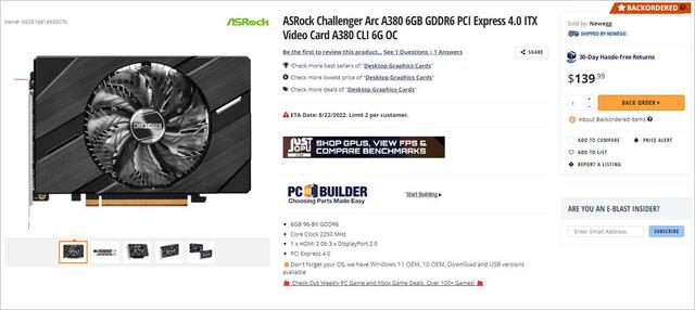 Google|华擎锐炫A380显卡登陆美国市场，售价139美元