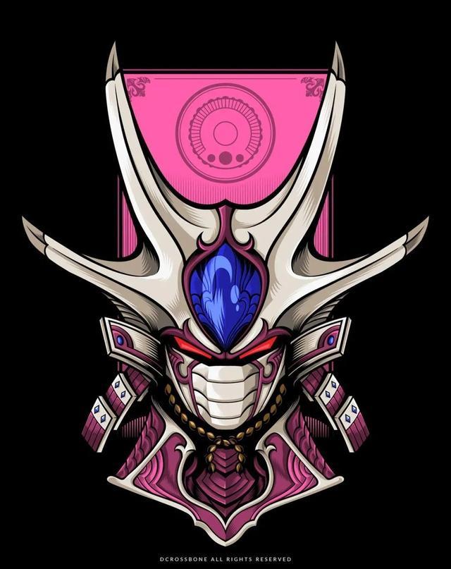 |武士铠甲风格龙珠反派角色头像插画