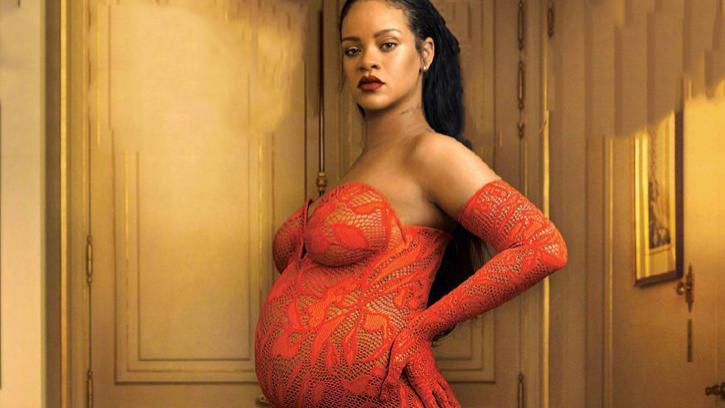 天后Rihanna蕾哈娜拍大片，挺巨肚不惧紧身衣，临盆准妈妈好火辣