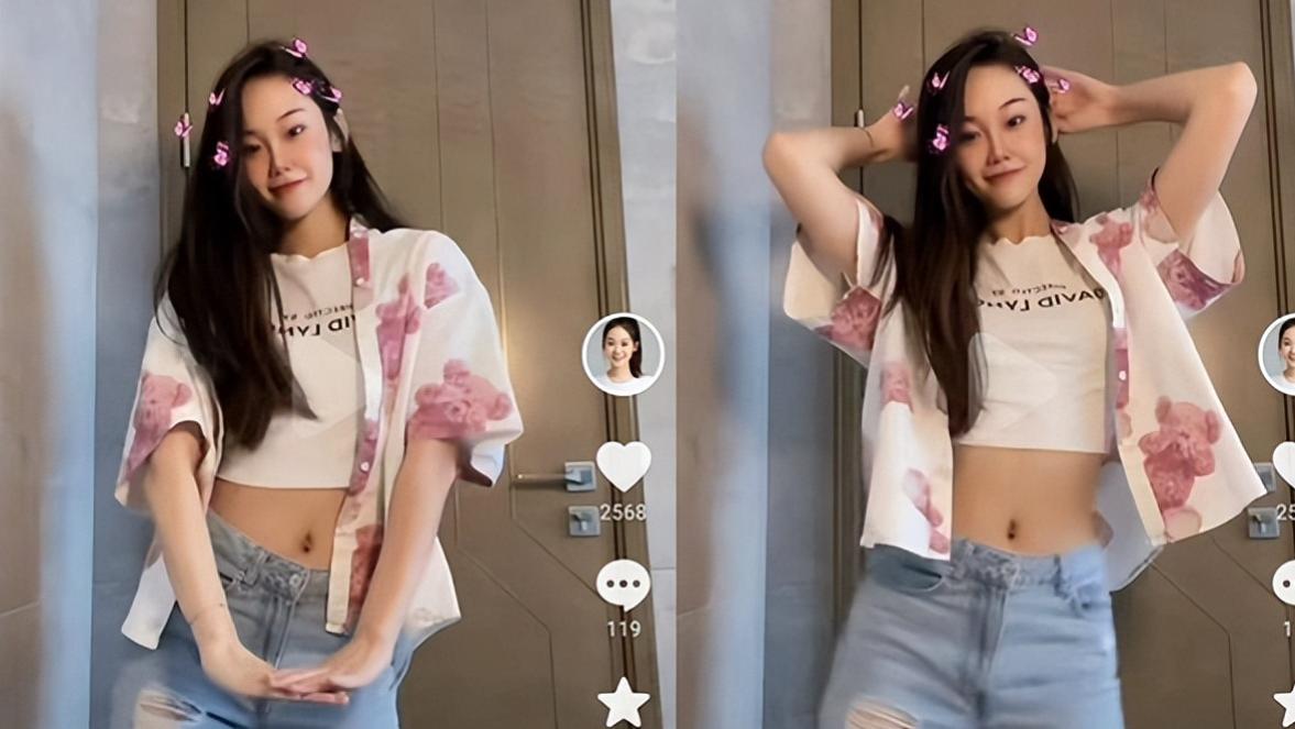 苗苗|苗苗“柳叶细腰”，露肚脐，像极了某位“明星”