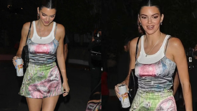 肯达尔·詹娜|26岁肯达尔深夜现身街头！穿花色短裙尽显曲线，秒变清纯少女