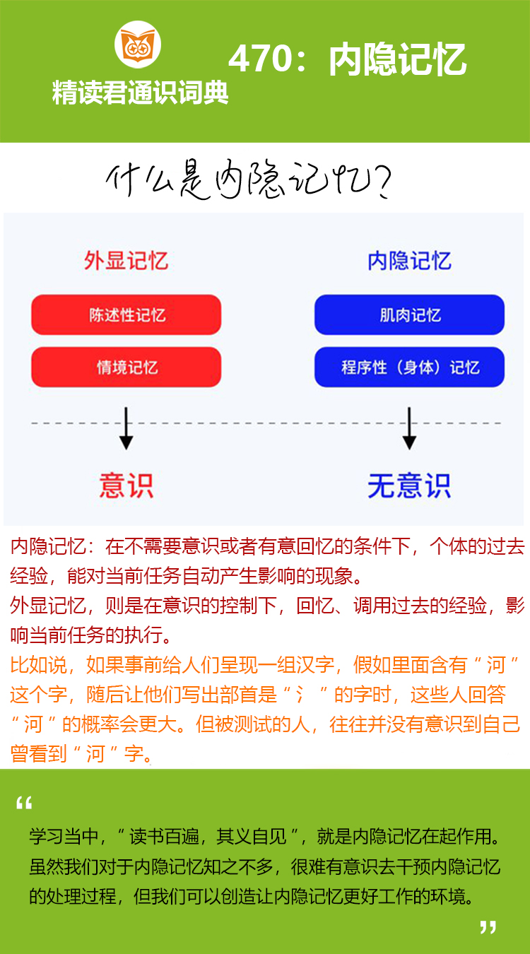 你知道什么是内隐记忆吗？来看一