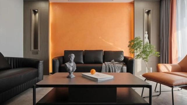 180平四居室现代简约风，以橙色点缀营造安静优雅的美