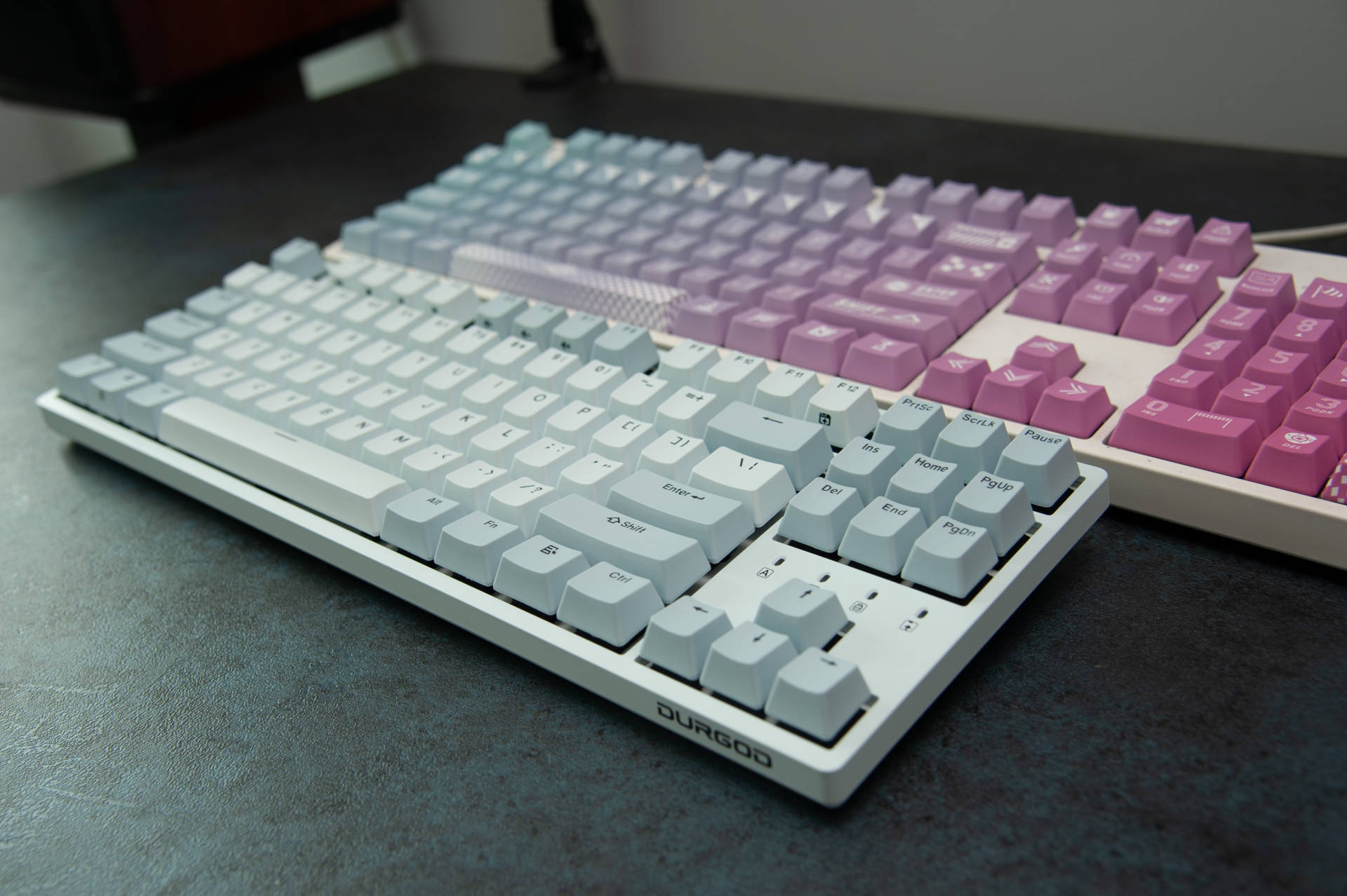 机械键盘|可盐可甜 杜伽K320红轴机械键盘 浅雾蓝