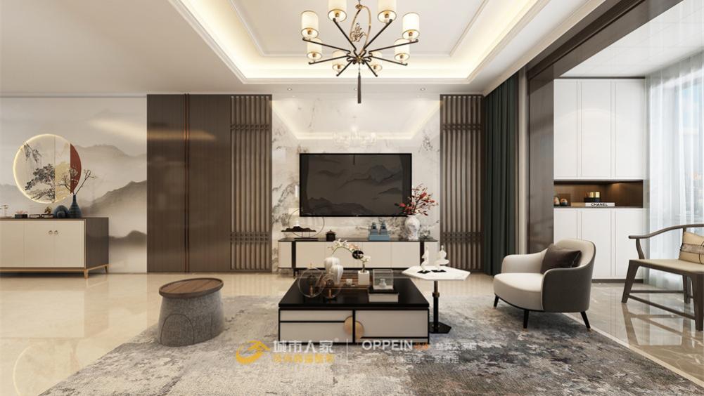太原富力天禧城136㎡新中式风格装修效果图，优雅演绎新时代美学