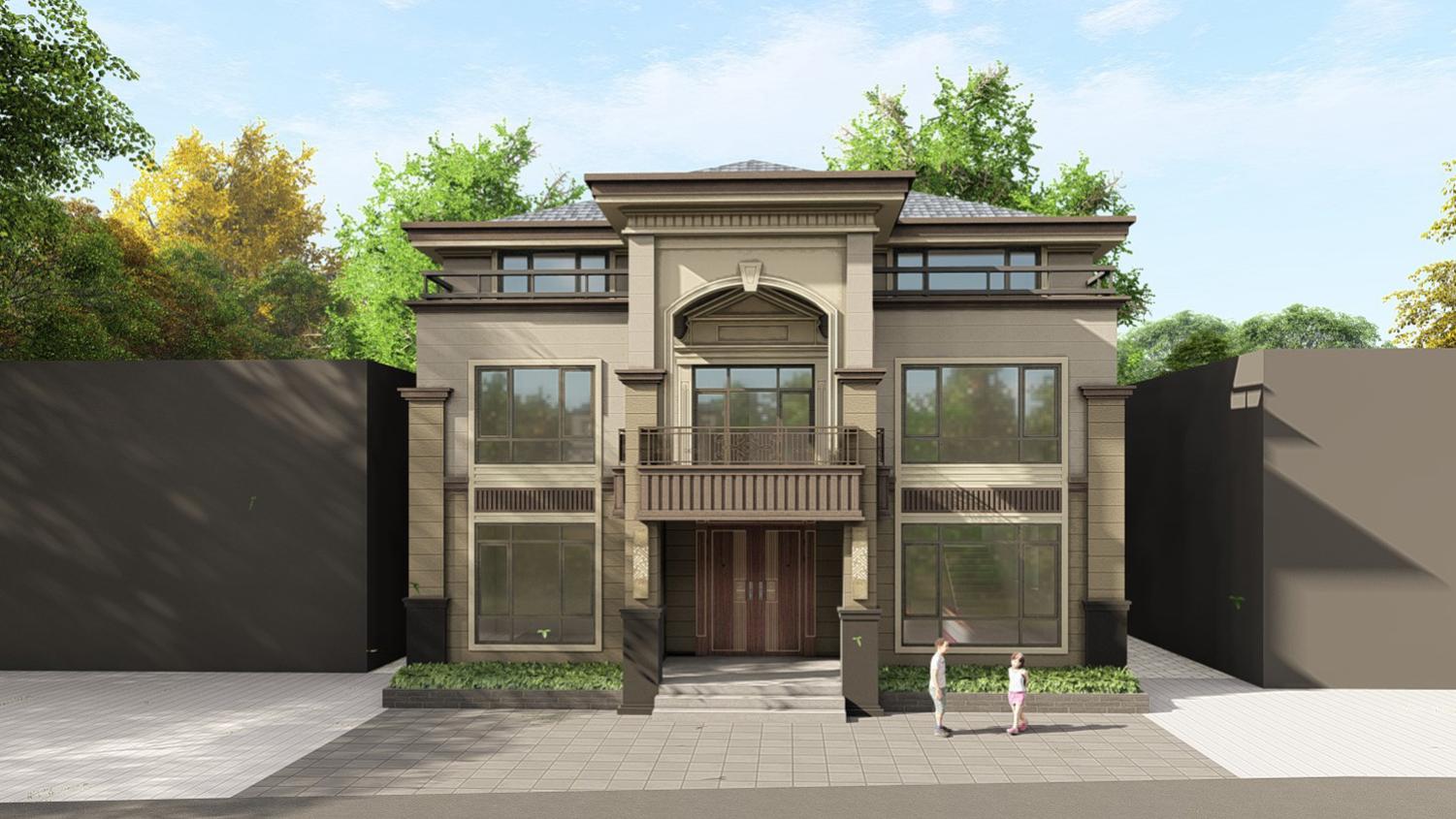 土建造价参考82万，面宽11.7m×进深13.5m 三层欧式风格别墅