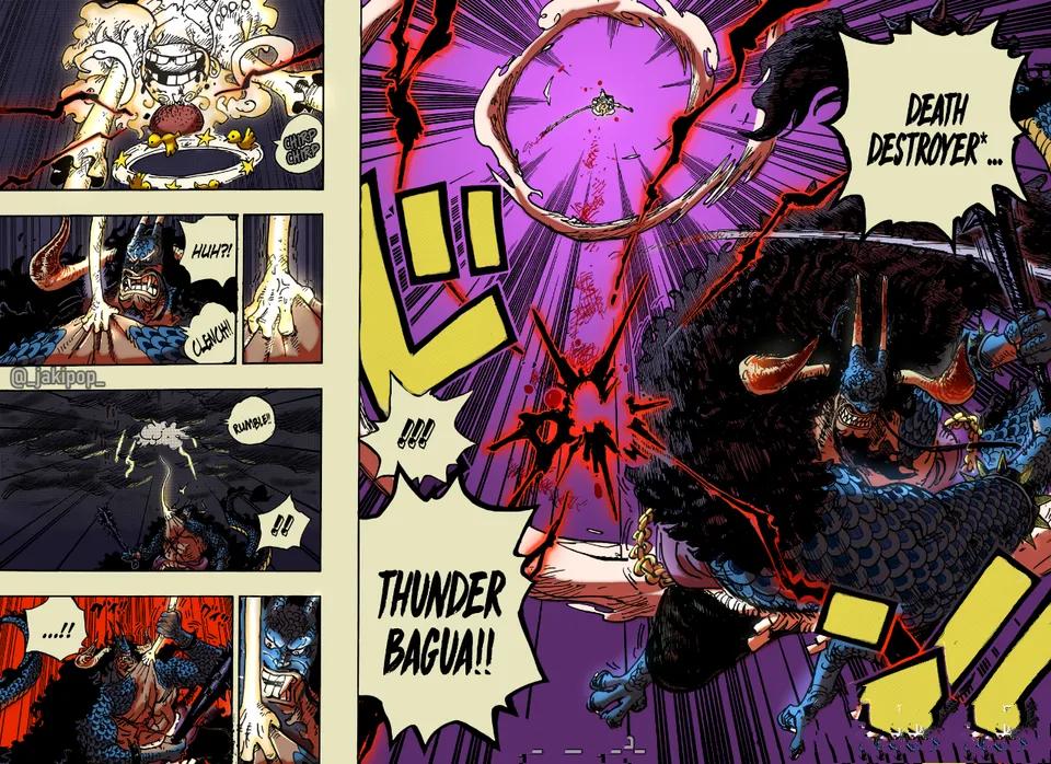 |海贼王1047话：黑炭大蛇要杀小紫，桃之助成救世主，路飞开大招了