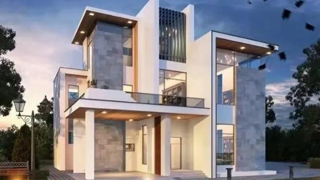 15×16.6米三层现代小别墅，极简轻奢，艺术成分很高