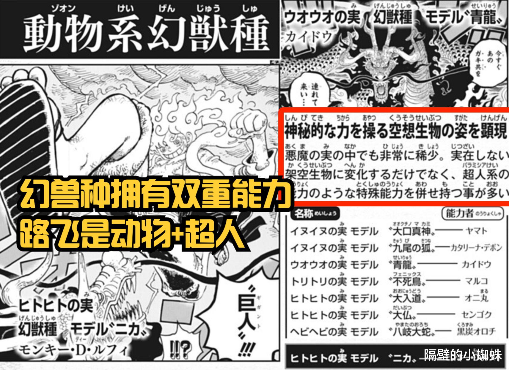 路飞|海贼王情报:“幻兽种”的秘密揭晓!路飞有双能力,凯多有4种