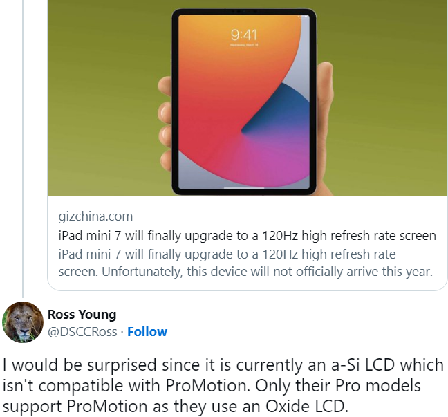 |入门iPad采用120Hz屏幕，感动果粉后细想，2K价安卓平板均已标配