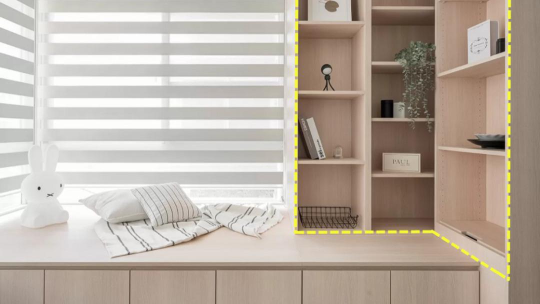 以后飘窗都不砸了！包成榻榻米，上方L型置物架，美观休闲两不误！