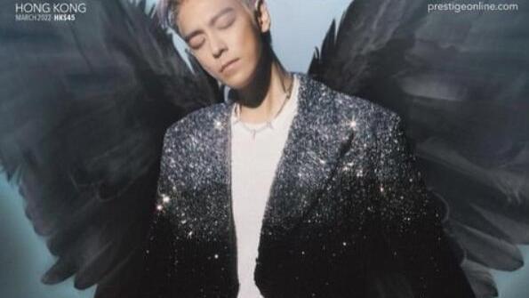 T.O.P|T.O.P崔胜铉晒“香港杂志封面”，亮片西装+银色短发，华丽变身