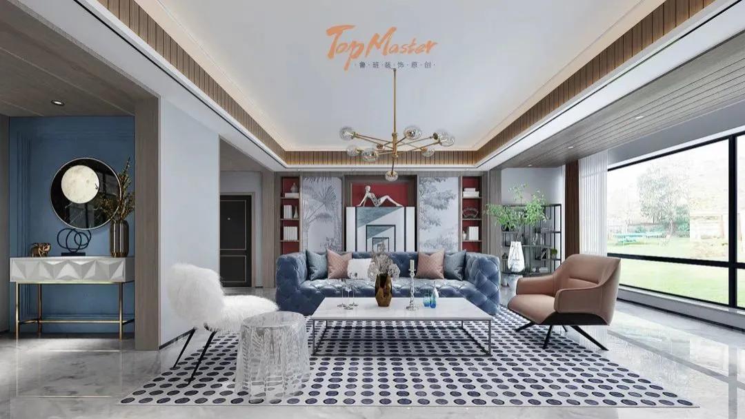 【鲁班装饰】时代俊园200㎡混搭风格，被灿烂生活撞了满怀 。