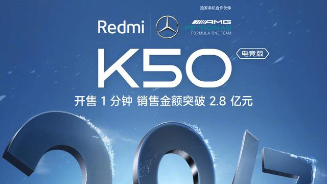红米手机|Redmi K50电竞版开售：1分钟破2.8亿，起售价3299元