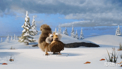 |《冰川时代》里的剑齿松鼠斯克特，终于在20年后如愿吃到了橡子