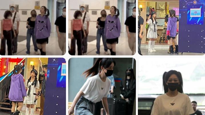 杨紫 杨紫《你好星期六》录制，2个造型搭配双马尾，梦回90年代