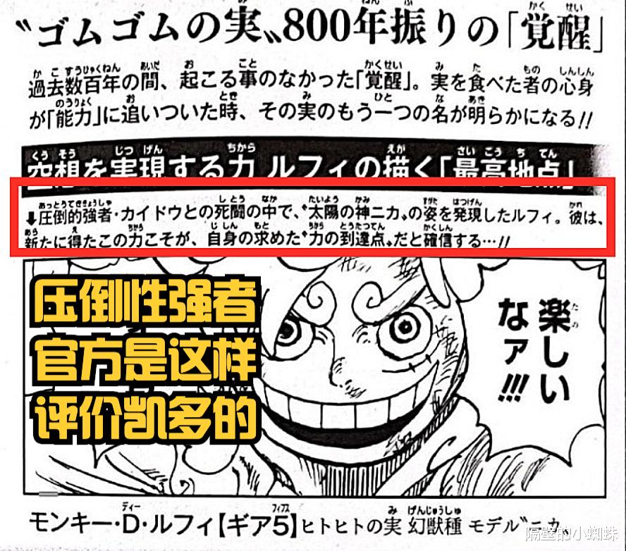 路飞|海贼王情报：官方认证凯多还是“压倒性强者”，路飞没能成为单挑王