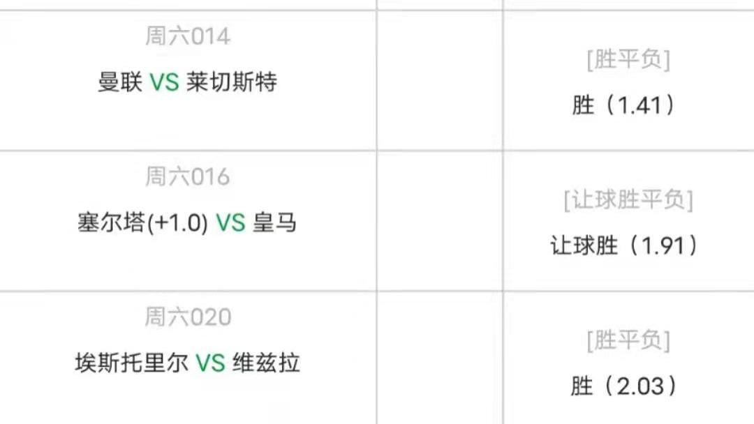 曼联|4/2周六精选5场高赔比赛：曼联vs莱切城+塞尔塔vs皇马