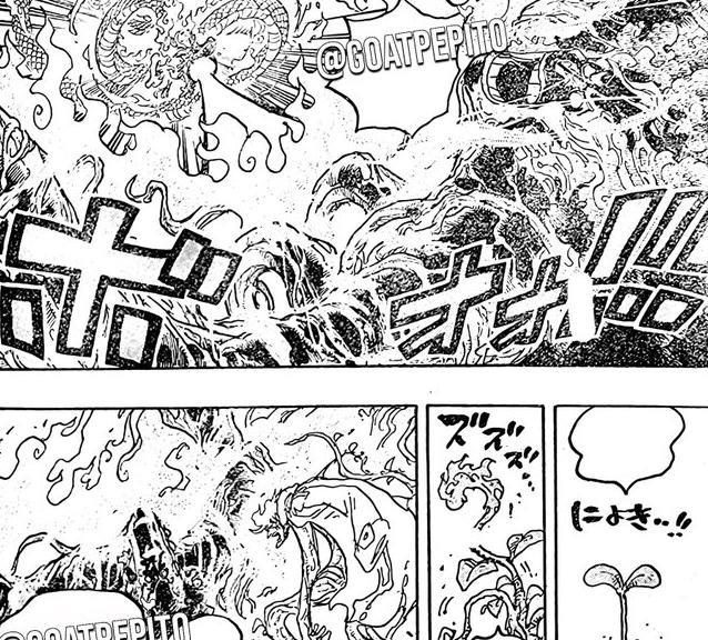 海贼王|海贼王1055话情报图:绿牛戏耍赤鞘武士火焰攻击对其伤害不大