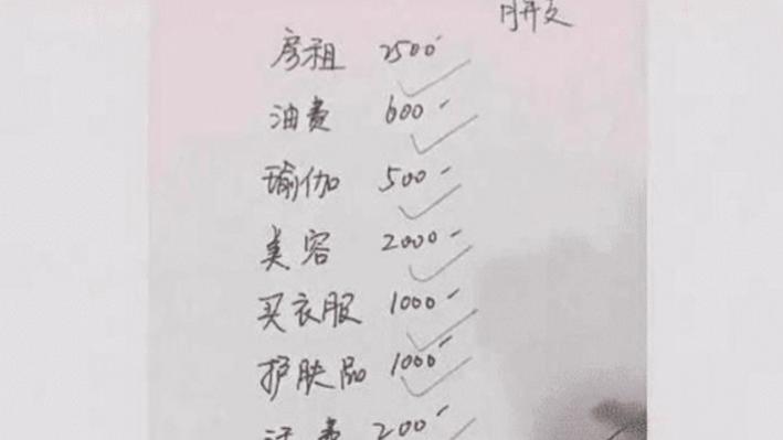 刘晓庆 女子写了自己一个月生活账单，网友：养不起，还是单身吧！