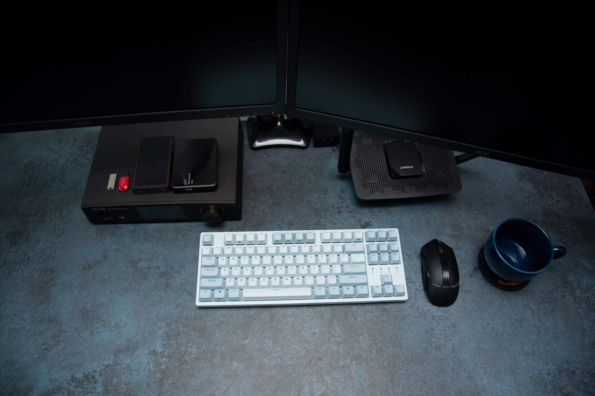 机械键盘|可盐可甜 杜伽K320红轴机械键盘 浅雾蓝