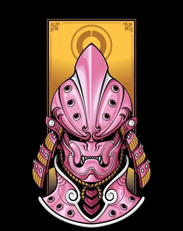 |武士铠甲风格龙珠反派角色头像插画