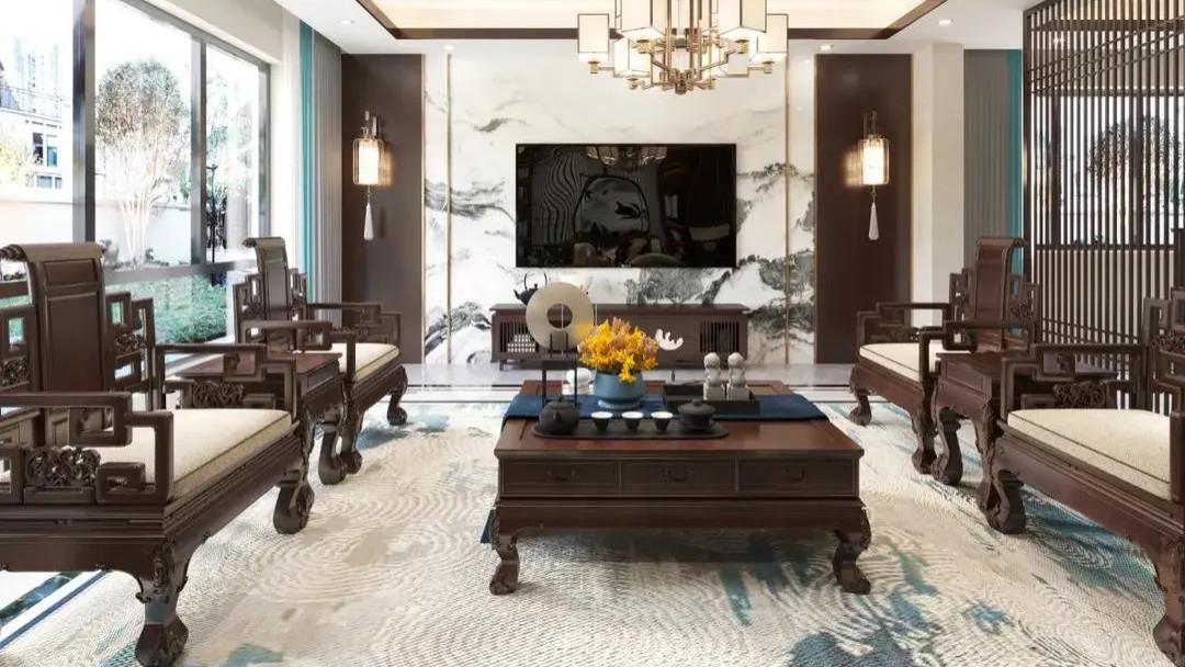 【鲁班装饰】半山御府425㎡新中式风格，东方美学的现代化演绎。