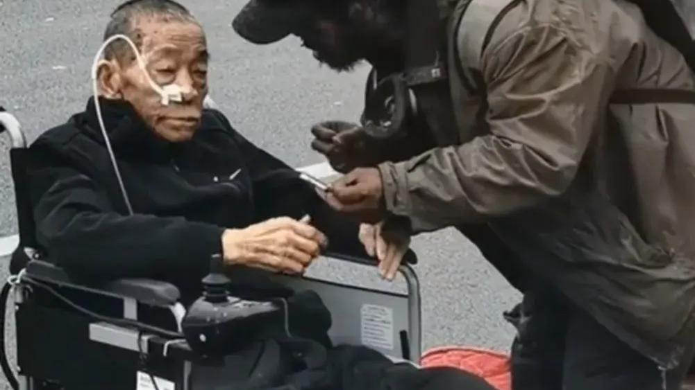 牧风芳华 流浪汉倾其所有把仅有的钱给了坐轮椅的老人，网友：身体在流浪，灵魂在旅行