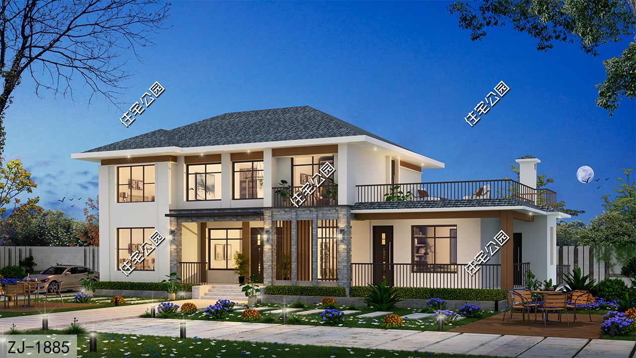 19×15米带柴火房的二层别墅，农村有个柴火房，生活更舒适