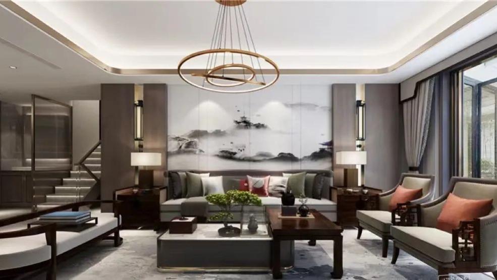 新中式风格330平米别墅装修案例