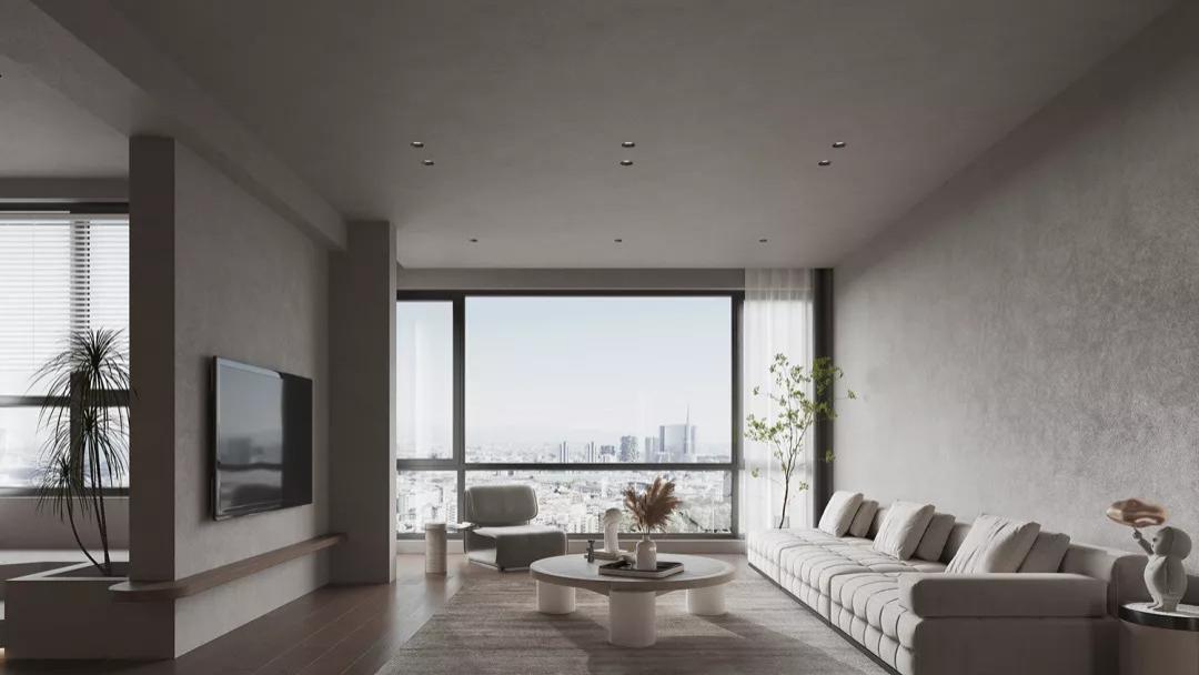 看这套190㎡侘寂风复式，木质地板+水泥灰，营造出优雅高级的环境