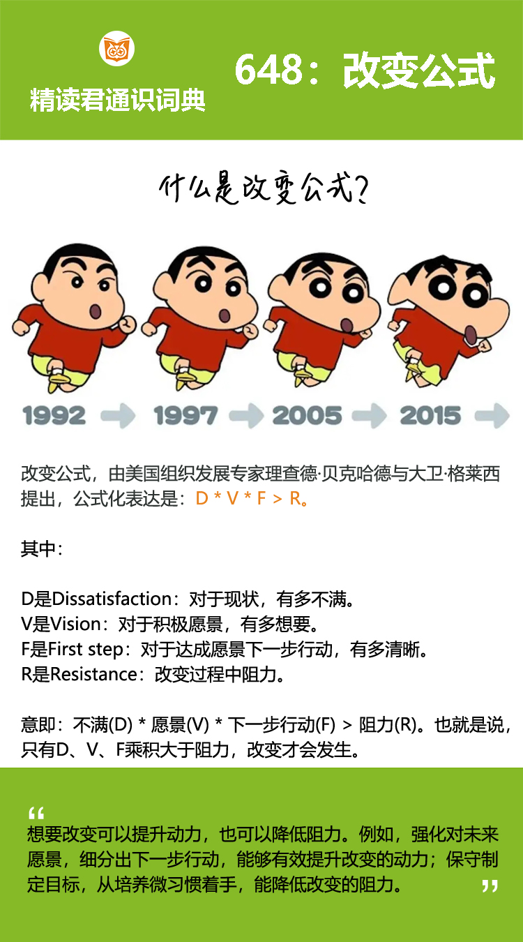 改变公式告诉我们，想要改变可以