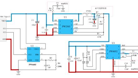 京东|兼容USB PD快充输入单节锂电池2A充电方案IC ，1号测试板