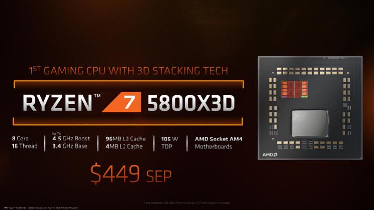 CPU|AMD锐龙7 5800X3D处理器性能公布：游戏性能与12900K相似