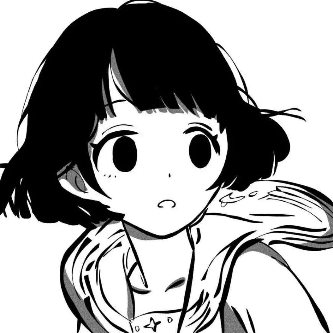 |黑白风旧漫动漫女生头像