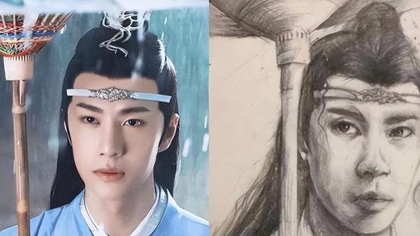 学渣|王一博“发福”，肖战变“龅牙”？学渣美术生的作品不忍直视