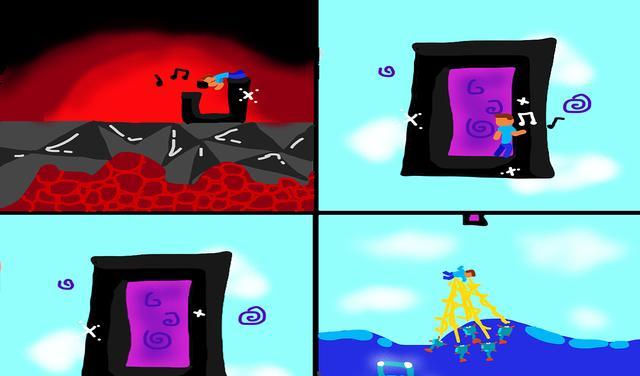 老玩家|我的世界：关于mc的漫画，为何在基岩上搭建传送门，老玩家秒懂！