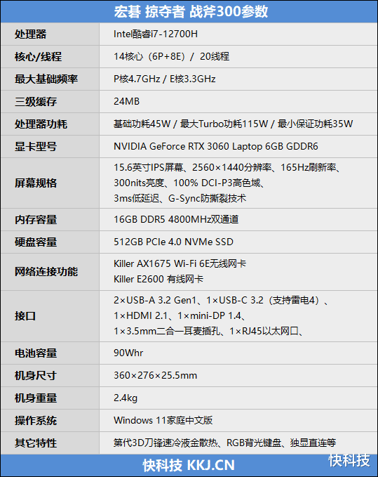 AMD|宏碁掠夺者战斧300 2022游戏本评测:110W满血i7轻松超越新锐龙9!