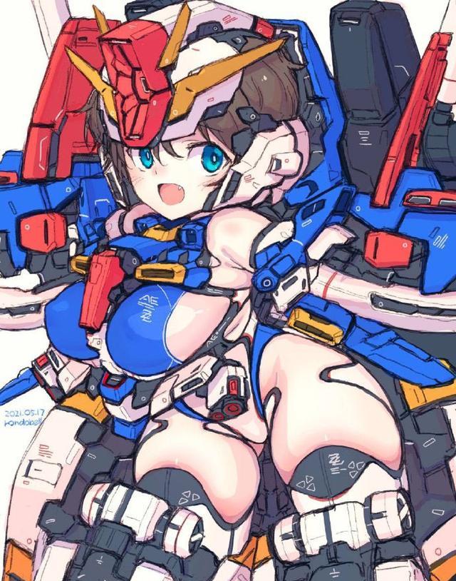 高达|可爱风高达少女插画，神与闪光少女大家喜欢谁？