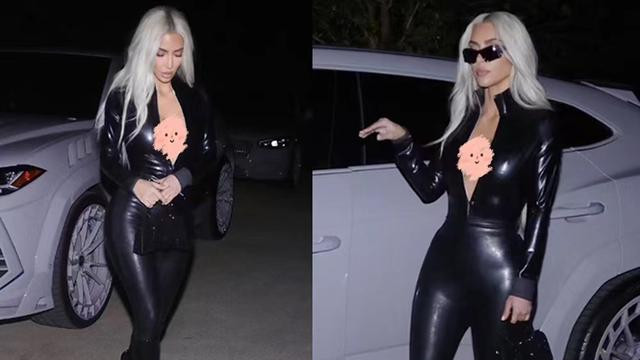 金·卡戴珊|金卡戴珊深夜开兰博基尼，穿黑色紧身衣！秀出好身材，气场全开