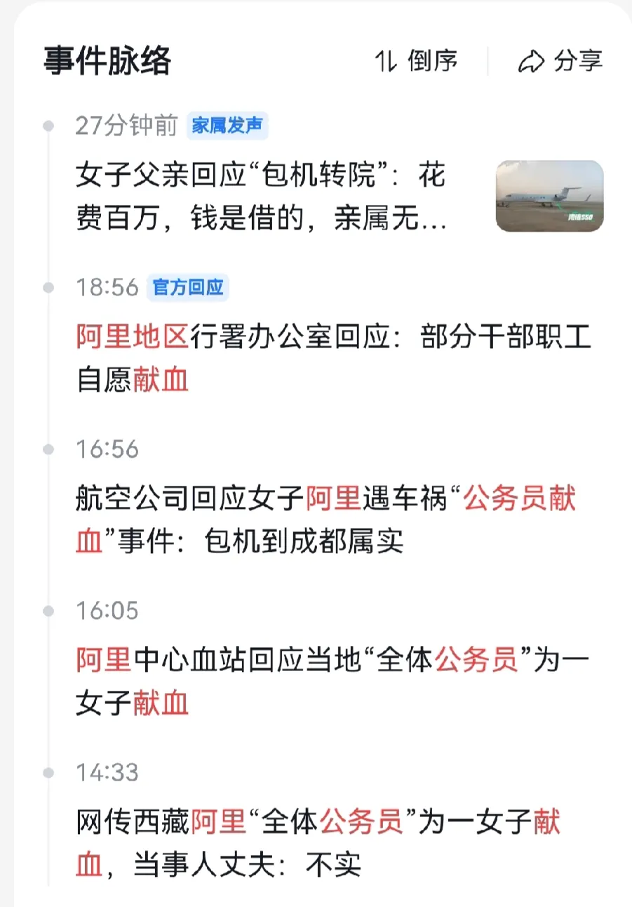 阿里地区全体公务员为一女子献血，当事人丈夫已经辟谣哈，不要再瞎传了，这本身是件人