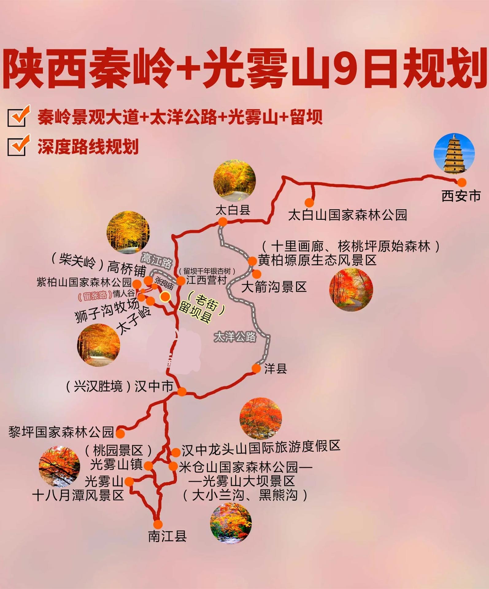 陕西秦岭环线9日攻略+汉中留坝+光雾山