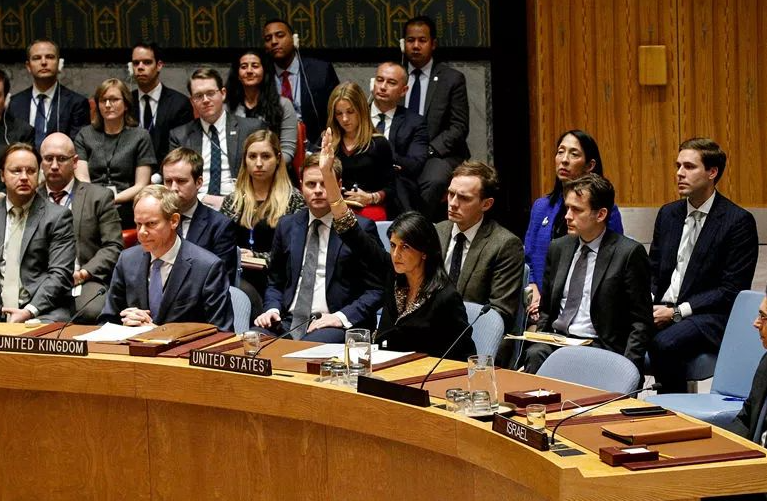 不可思议！美国、加拿大和以色列等八个国家又投了反对票。联合国虽然以91票赞成、8