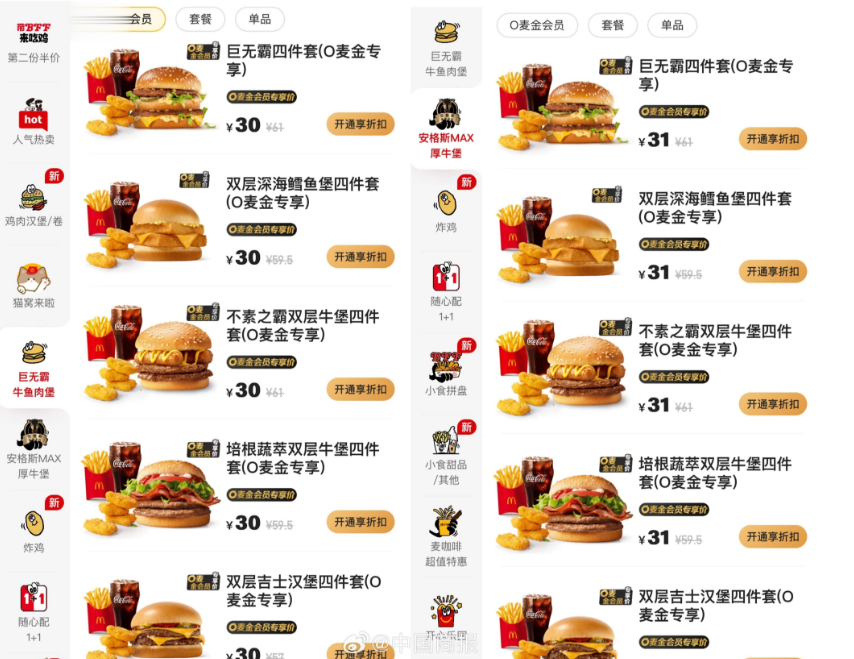 12月27日起，麦当劳开始涨价，部分单品及套餐涨价0.5至1元。被网友调侃为“穷