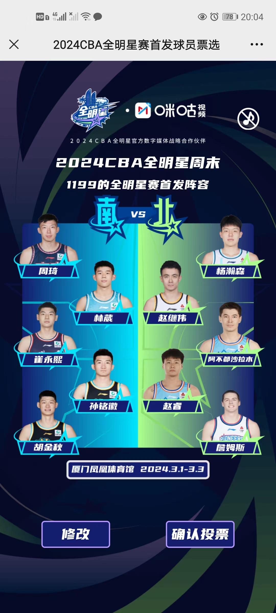 CBA全明星投票开始，球迷心目中的全明星阵容出炉。

北方球队后场是赵睿和赵继伟