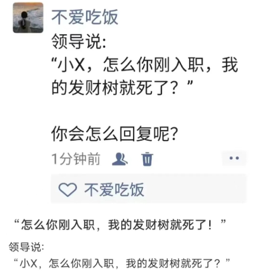如果领导对刚入职的你说出下边这样的话，你会怎么回复？