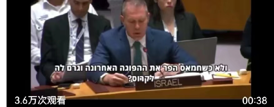 以色列驻联合国大使在安理会会议上质问与会代表：

"如果你们想要停火，为什么不要